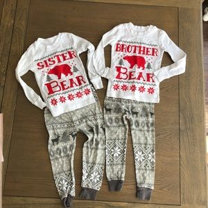 Boy girl twin holiday / winter pajama bundle